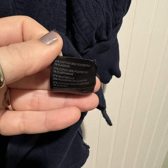 Anthropologie Navy Blue Cableknit Off The Shoulder Sweater Plus Size 1X - Picture 6 of 7